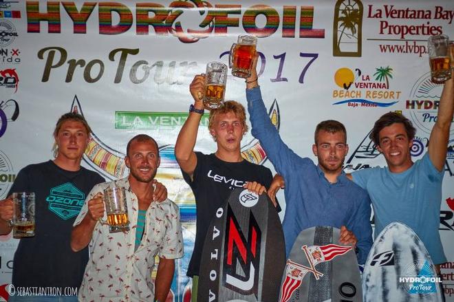 Podium Men – Top five – 1st Norcher, 2nd Bridge, 3rd Mazalla, 4th Leccese, 5th Trittel - Hydrofoil Pro Tour Mexico © sebastiantron.com